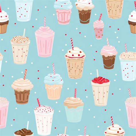 Milkshakes Seamless Tile Pattern Etsy