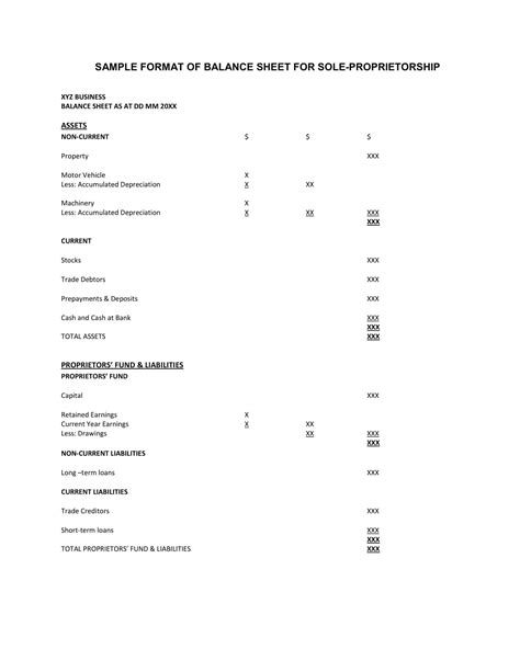 Free Printable Balance Sheet Templates Excel Word Pdf