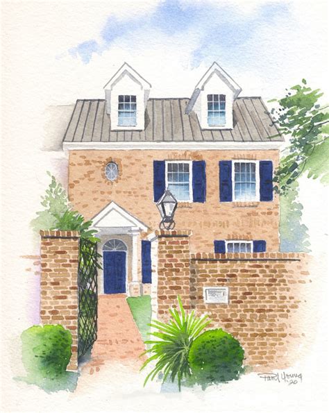 Custom X Watercolor Home House Portrait Painting Art Commission Free