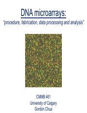 Lec3 461 Pdf DNA Microarrays Procedure Fabrication Data Processing