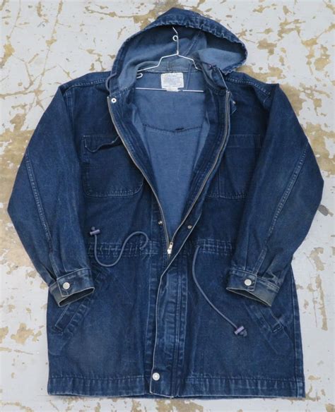 Vintage 90s Jordache Long Denim Jean Jacket Hooded Full Zip Large Ebay