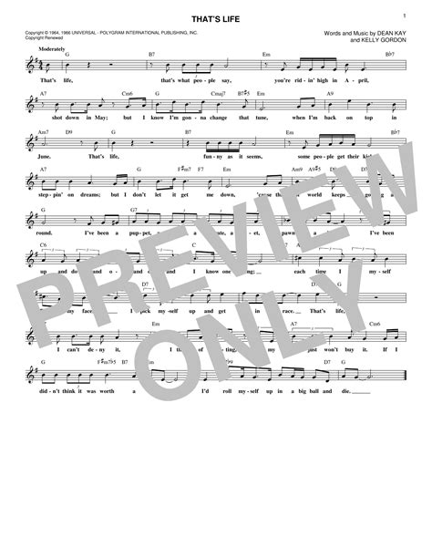 Frank Sinatra That S Life Sheet Music PDF Notes Chords Jazz Score