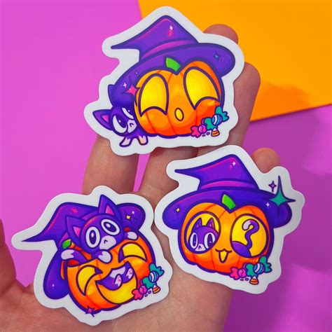 The Pumpkin & the Kitty Stickers Halloween Sticker Set Singular ...