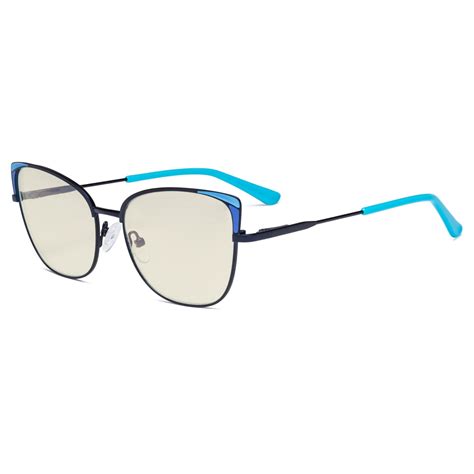 Stylish Classic Blue Light Filter Eyeglasses Light Yellow Lenses Women