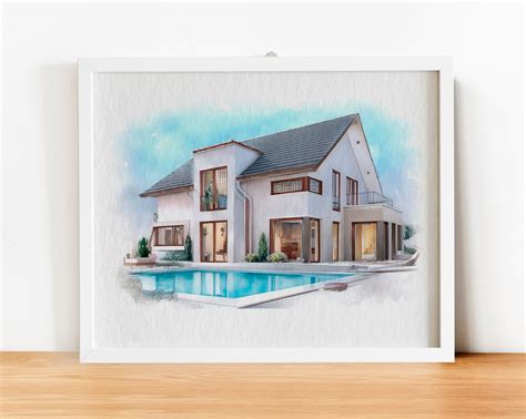 Custom Watercolor House Portraitwatercolor House Etsy