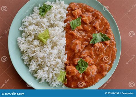 A Mild Chicken Curry With Basmati Rice Stock Image Image Of Diced