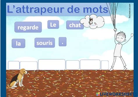 L Attrappeur De Mots Worksheet School Subjects Online Activities