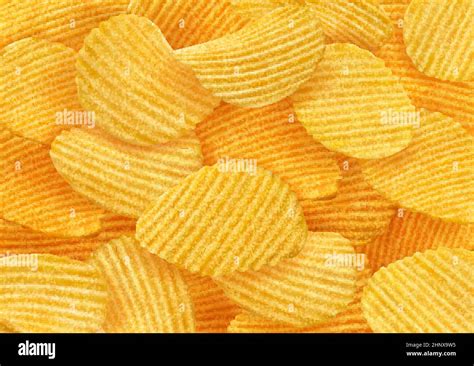 Realistic Crispy Ripple Potato Chips Background D Vector Texture With