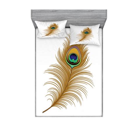 Peacock Bedding Set With Sheet And Covers Exotic Alluring Bird With