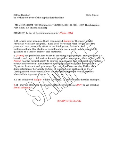 Military Reference Letter Exles