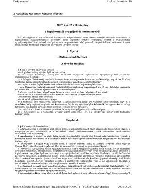 Fillable Online Actuary 2007 Vi CXVII T Rv Ny A Foglalkoztat I Nyugd