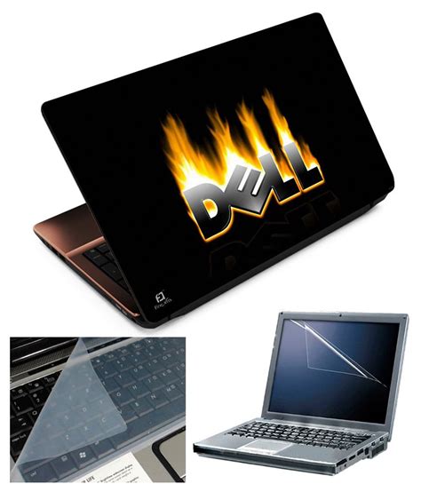 Finearts Dell Burning Textured Printed Laptop Skin With Screen Guard