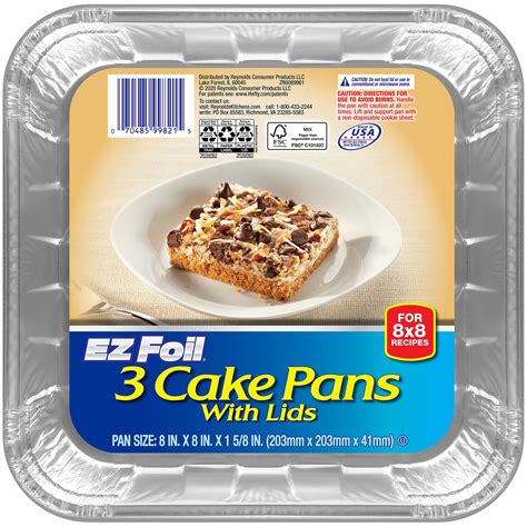 Ez Foil Cake Pans With Lids 8x8 Inch 3 Count