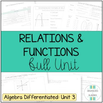 Relations And Functions Algebra 1 Differentiated Curriculum Unit 3