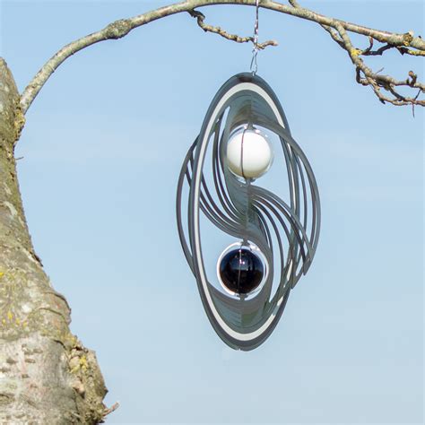 Cim Edelstahl Windspiel Orbit Yin Yang B W Mm Kugeln