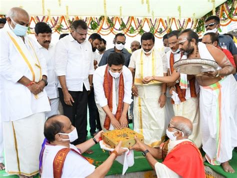 Andhra Cm Lays Foundation Stone For Reconstruction Of Nine Temples In