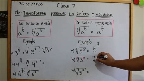 Clase 7 Convertir Potencias En Raices Y Raices En Potencias Youtube