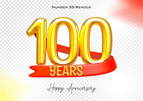 Feliz Aniversario Número De Años Oro Renderización En 3d Archivo Psd