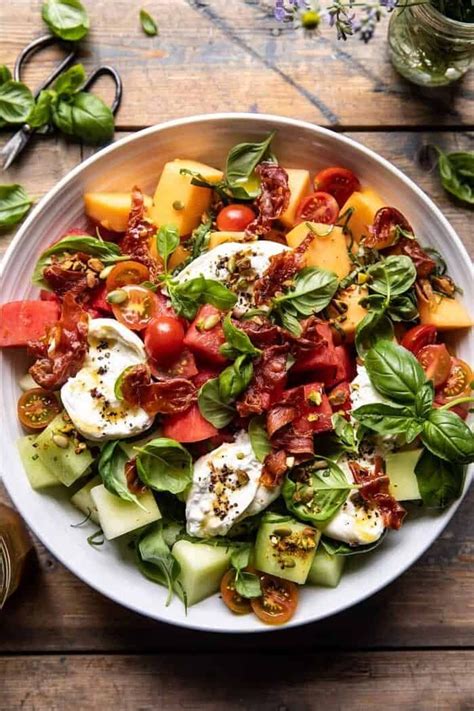 Melon Basil Burrata Salad With Crispy Prosciutto Half Baked Harvest