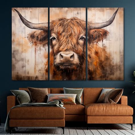 Cute Highland Cow Wall Art Etsy