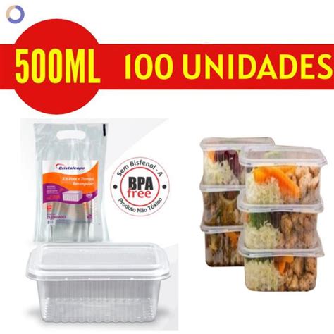 Pote Descartável 500ml Freezer Microondas Marmita Fit 100 Un