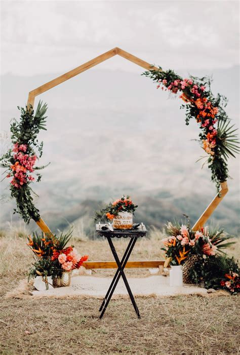 Heptagon Arch Hexagon Arch Geometric Wedding Inspiration Tropical