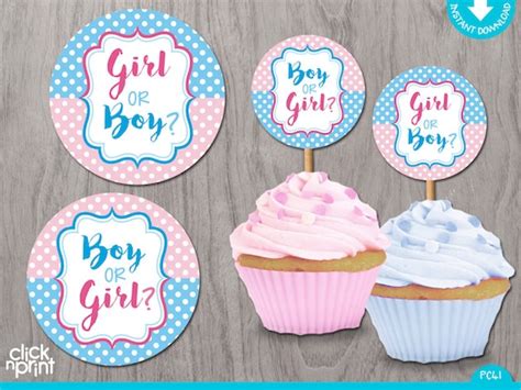 Gender Reveal Print Yourself Baby Shower Cupcake Toppers Or Etsy