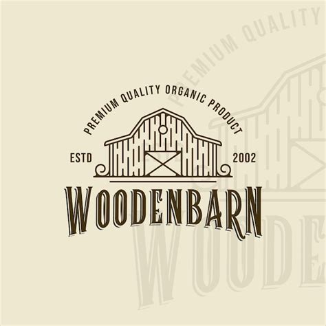 Premium Vector Wooden Barn Logo Line Art Vintage Vector Illustration