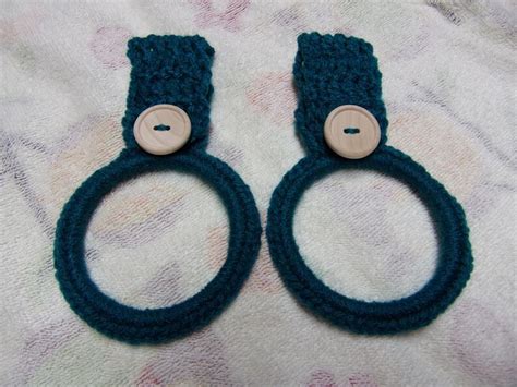 Crocheted Hanging Towel Holders Rings Set Of 2 Kitchen Towel Etsy