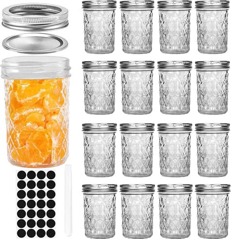 Jaisiew Mason Jars 8 Oz With Lidsandbands 12pack Small Canning Jars 8 Oz 8 Oz