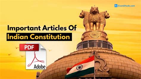 Complete List Of Important Articles Of Indian Constitution Pdf