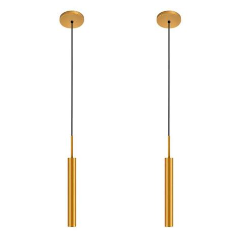 Kit 2 Pendentes Luminária Teto Tubo Sala Quarto Dourado 40cm Leroy Merlin