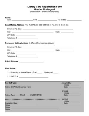 Fillable Online Library Uaf Gnosis Library Card Registration Form