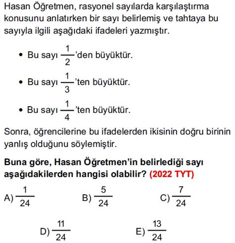 Tyt Rasyonel Sayılar Çıkmış Sorular 1 Sayfa 8 Eğitim Sayfam