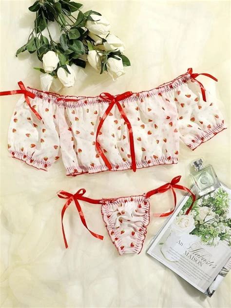 Generic New Sexy Lingerie Sexy Women S Red Ribbon Mesh Floral Print See Through Underwear Suit
