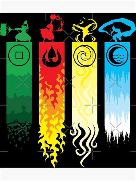 Avatar The Last Airbender Element Symbols Poster For Sale By