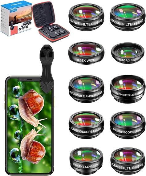 APEXEL 10 In 1 Phone Camera Lens Kit Fisheye Lens For Phone Wide Angle