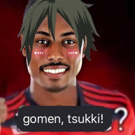 An Animated Image Of A Man Holding A Sign That Says Gomen Tsuki