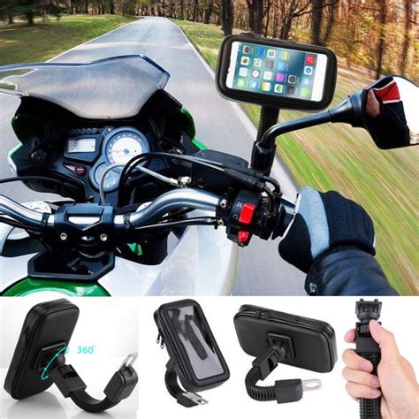 SOPORTE DE CELULAR PARA MOTO CON AGARRE AL ESPEJO 8 X 16 IMPERMEABLE