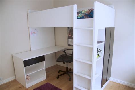 IKEA Cabin Bed including built-in desk and wardrobe - white/black | in Hutton, Essex | Gumtree