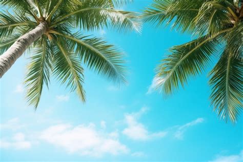 Premium Photo Palm Tree On Tropical Beach With Blue Sky And White