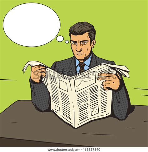 Man Reading Newspaper Cartoon Pop Art Stock Vector (Royalty Free ...