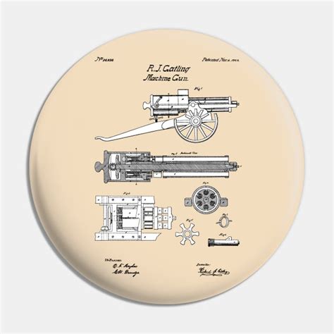 Gatling Gun Patent - 1862 Machine gun - SBpng - Gatling Gun - Pin | TeePublic