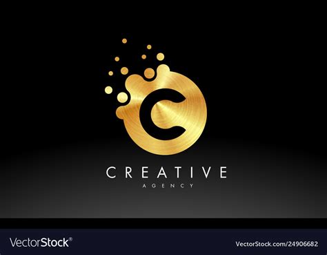 Gold metal letter c logo design Royalty Free Vector Image