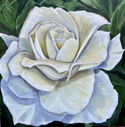 White Rose Acrylic Painting