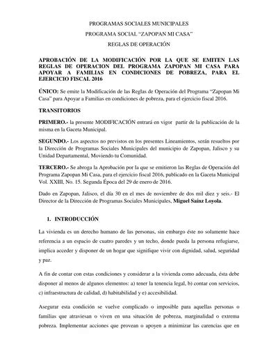 Programas Sociales Municipales Programa Social Zapopan Mi Casa Reglas