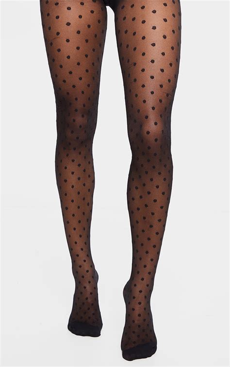 Black Medium Polka Dot Tights Accessories Prettylittlething Usa