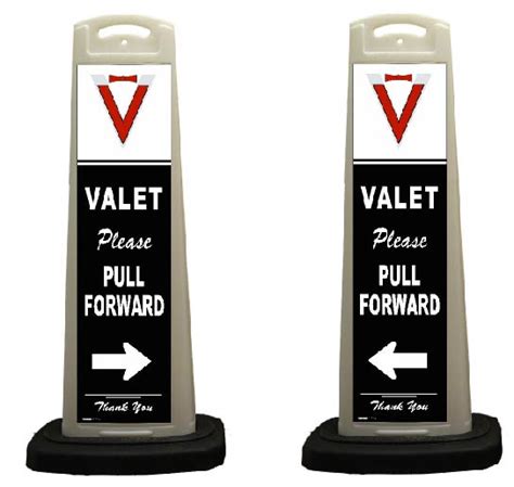 Valet White Vertical Panel Please Pull Forward With Reflective Sign V