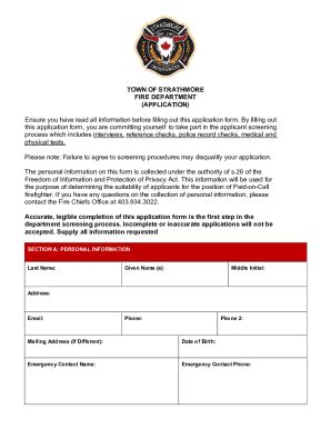 Fillable Online Firefighter Application Form Help Incorporating The