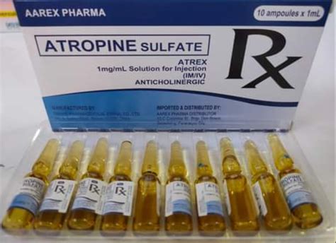 Atrex Atropine Sulfate Mg Ml Solution For Im Iv Injection Ml S